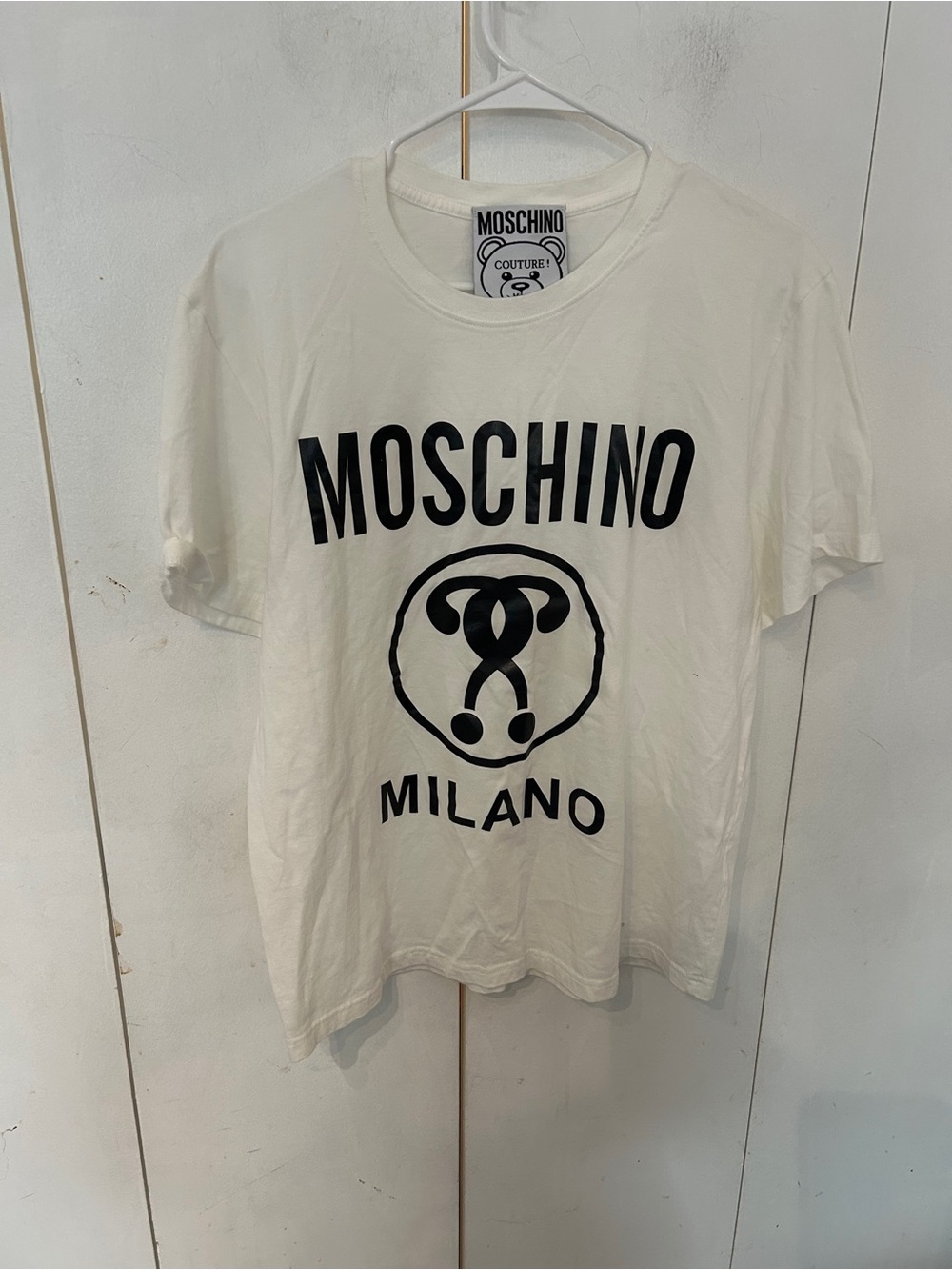Moschino White Bear Logo Crewneck Tee